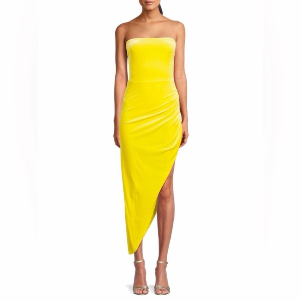 Norma Kamali Strapless Draped Maxi Dress in Yellow